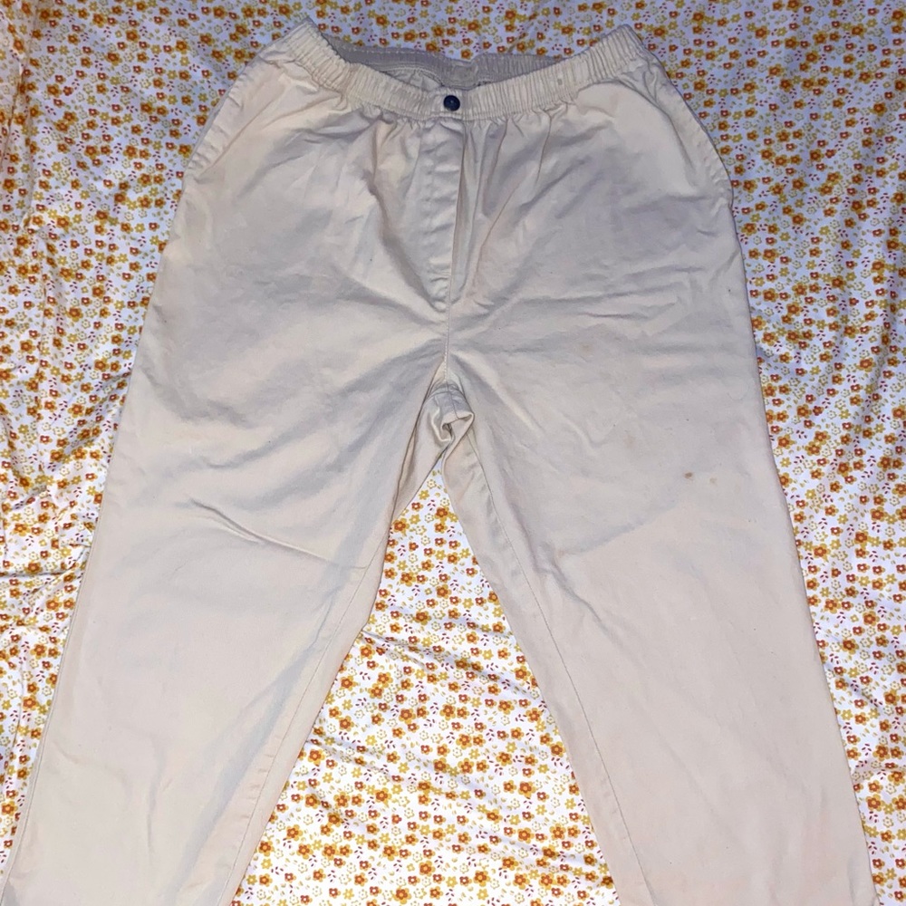 White straight leg pants